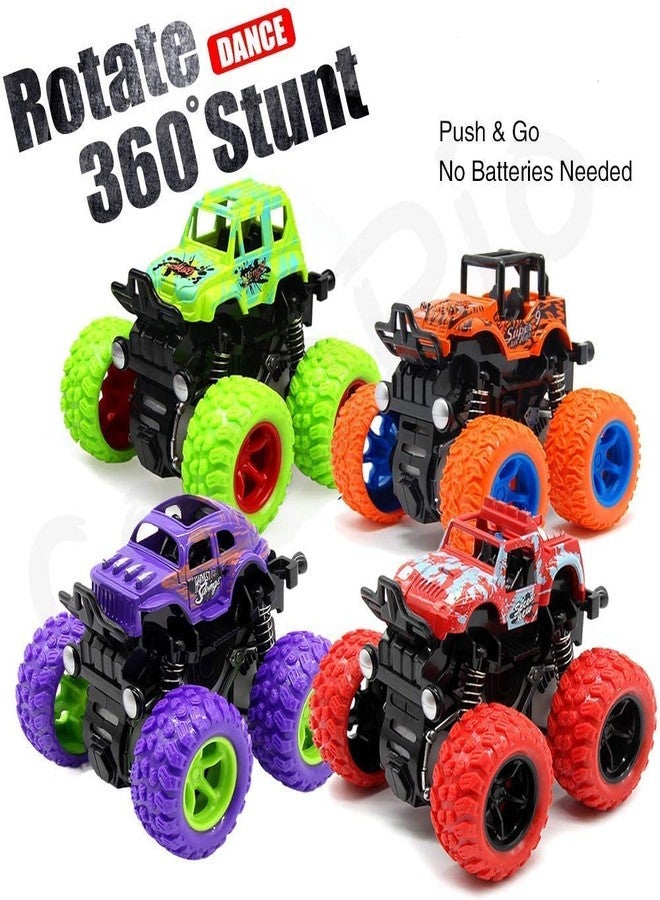 بلوتوفيت ألعاب بلوتوفيت التي تعمل بالاحتكاك، سيارات وشاحنات مونستر بالقصور الذاتي، ألعاب متينة للأطفال، دوران 360 درجة (مجموعة من 4 قطع) - Image 3